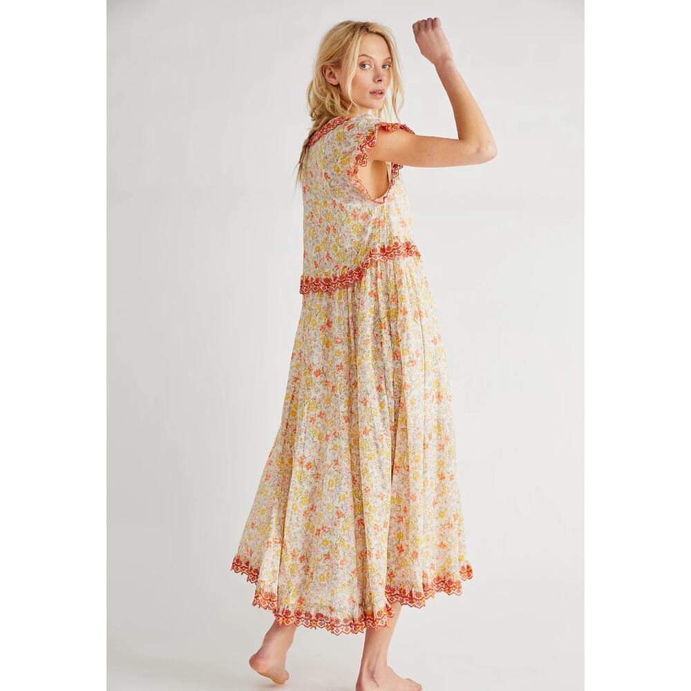 Free People Milania Forever flowy & floral Maxi XS Cottagecore Romantic Boho - Picture 2 of 6